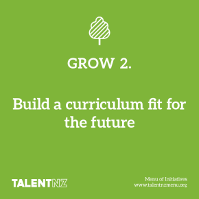 TalentNZ: Menu of Initiatives – Grow 2. Build a curriculum fit for the future