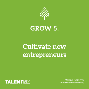 TalentNZ: Menu of Initiatives – Grow 5. Cultivate new entrepreneurs