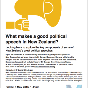 Upcoming event: What makes a good political speech in New Zealand?