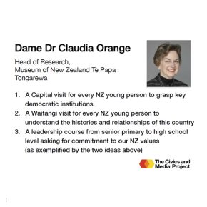 Dame Dr Claudia Orange shares her views on Civics and Media in New Zealand (1/10)