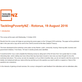 Survey on the 44 ‘hows’ from the TacklingPovertyNZ Rotorua workshop