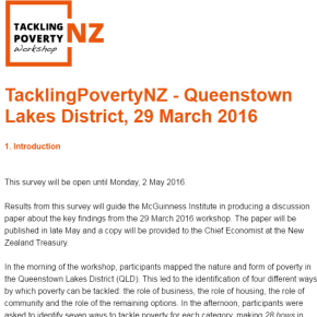 Survey on the 28 'hows' from the TacklingPovertyNZ Queenstown workshop