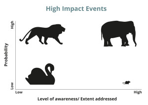 A diagram used to show the impact of different types of events.