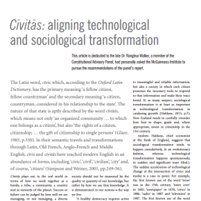 Cīvitās: Aligning technological and sociological transformation is published in Policy Quarterly